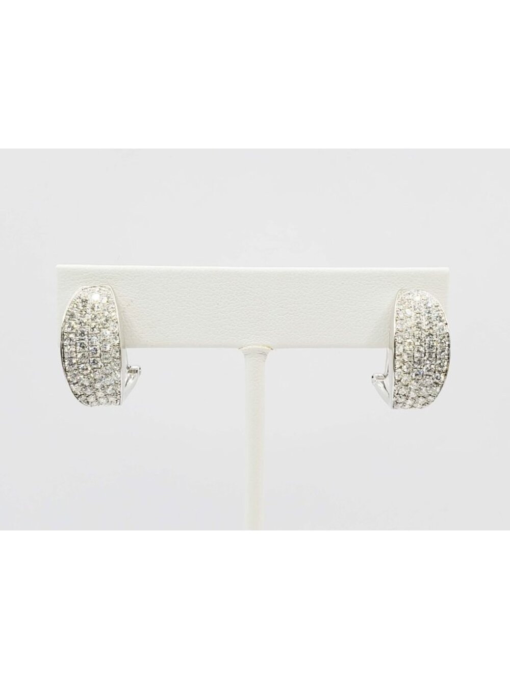 Odelia Designer 2+ ctw Pave Diamond Concave Omega Clip Earrings 18k White Gold